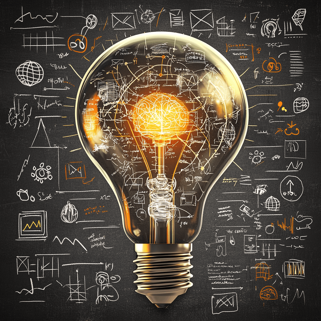 Creative lightbulb with brain representing innovative learning